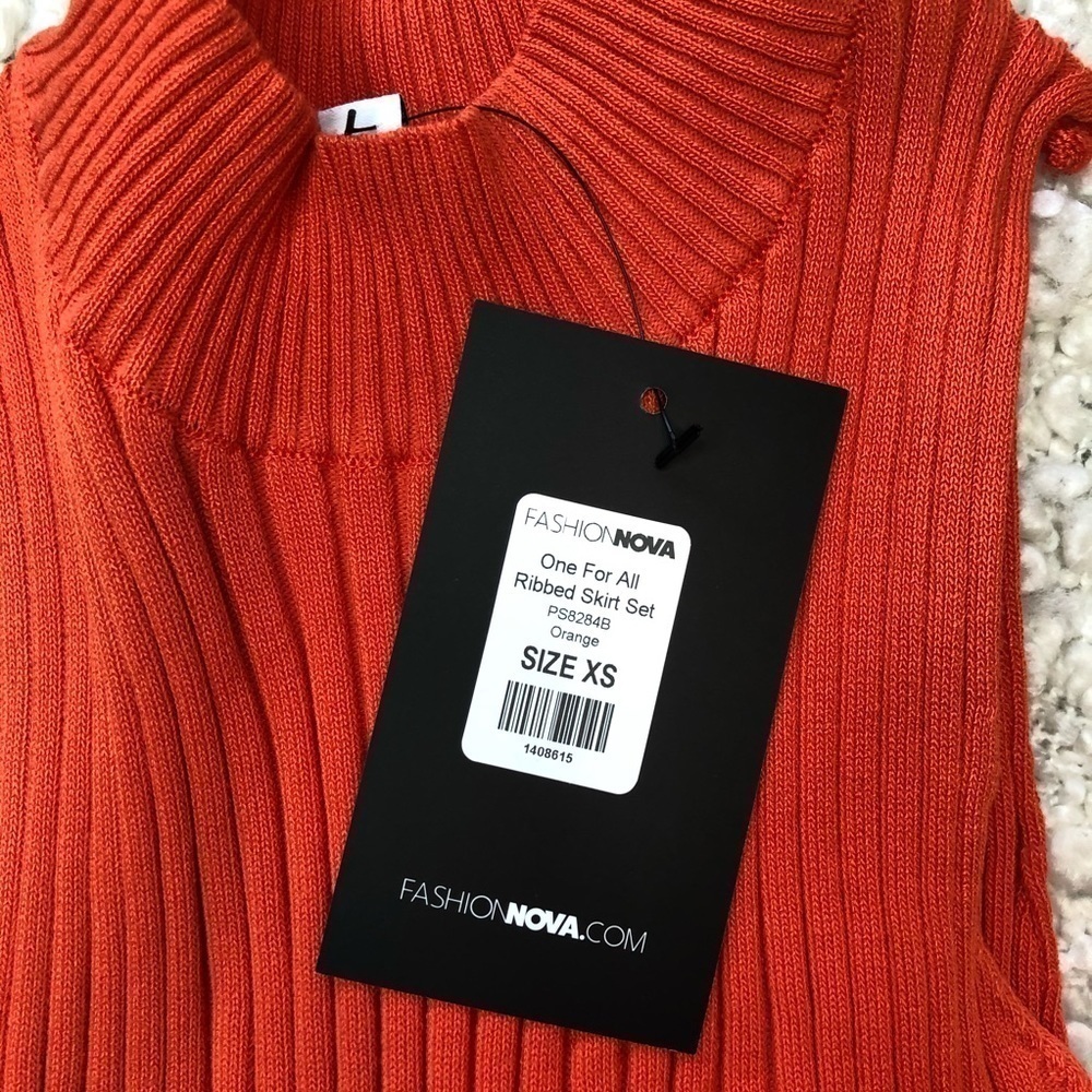 NWT Fashion Nova Orange Matching Ribbed Set - Picture 4 of 7
